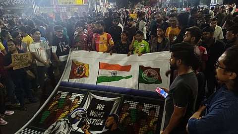 গত ৪ সেপ্টেম্বর রাতে শ্যামবাজারে বিক্ষোভ