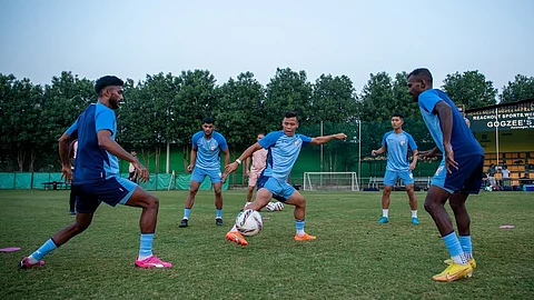 অনুশীলনে ভারতীয় ফুটবল দল