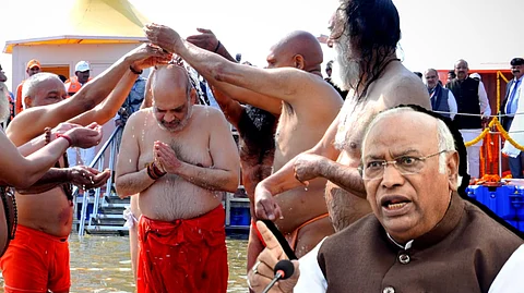 অমিত শাহ-র স্নান নিয়ে কটাক্ষ খাড়গের