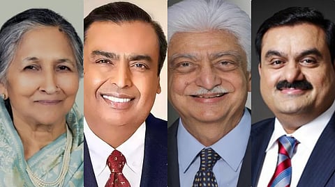 সাবিত্রী জিন্দাল, মুকেশ আম্বানি, আজিম প্রেমজি এবং গৌতম আদানি