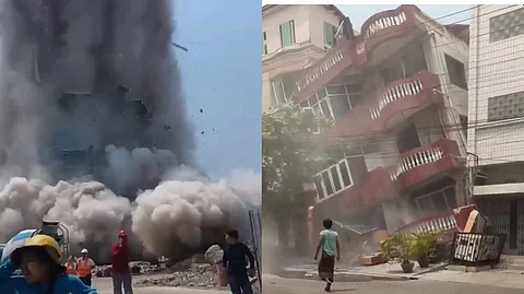 ভূমিকম্পের ভেঙে পড়ছে বহুতল