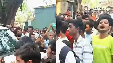 রাজ্যপালের কনভয়ে থাকা অন্যান্য গাড়ি আটকে বিক্ষোভ স্থানীয়দের