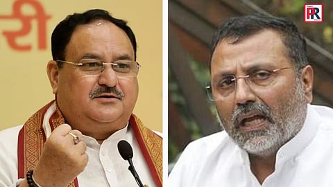 বিজেপি সভাপতি জে পি নাড্ডা ও বিজেপি সাংসদ নিশিকান্ত দুবে