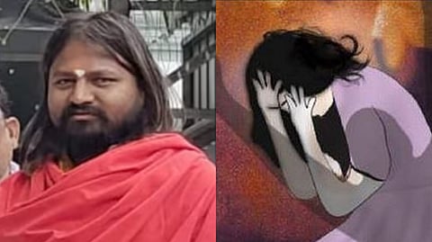 অভিযুক্ত পূজারি ( বামদিকে)