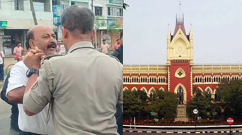 CPIM নেতাকে চড় মারার মুহূর্ত (বামদিকে)