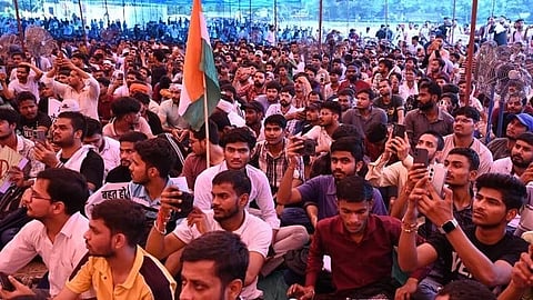 দিল্লির রামলীলা ময়দানে বিক্ষোভ