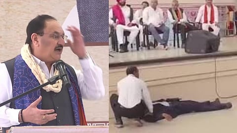 নিরাপত্তাকর্মী অজ্ঞান - তবু বক্তৃতা থামালেন না নাড্ডা!