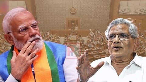 প্রধানমন্ত্রী নরেন্দ্র মোদী ও প্রয়াত সিপিআইএম সাধারণ সম্পাদক সীতারাম ইয়েচুরি