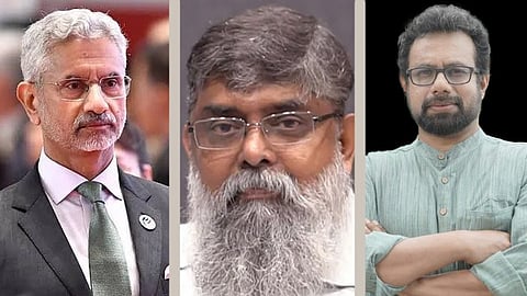 কেন্দ্রীয় বিদেশমন্ত্রী এস জয়শঙ্কর, টেলিগ্রাফ পত্রিকার প্রাক্তন সম্পাদক রাজাগোপাল এবং সিপিআইএম সাংসদ জন ব্রিটাস