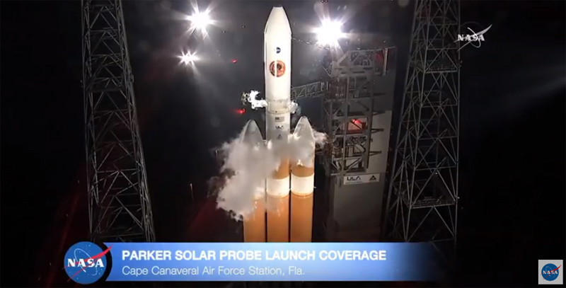 ‘ಪಾರ್ಕರ್ ಸೋಲಾರ್ ಪ್ರೋಬ್'(ಪಿಎಸ್ಪಿ) ಹೊತ್ತ ಬಾಹ್ಯಾಕಾಶ ರೋಬೊ ನೌಕೆ ನಭಕ್ಕೆ ಚಿಮ್ಮುವ ಪ್ರಕ್ರಿಯೆ ಆರಂಭವಾದ ಕ್ಷಣ. ಚಿತ್ರ: ನಾಸಾ