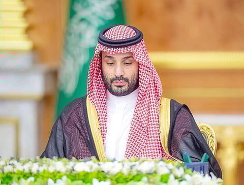 الأمير محمد بن سلمان بن عبدالعزيز آل سعود ولي العهد رئيس مجلس الوزراء خلال اجتماع مجلس الوزراء
