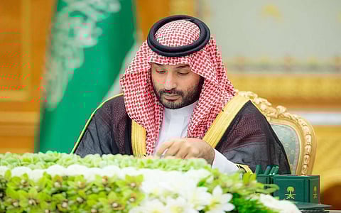 الأمير محمد بن سلمان ولي العهد رئيس مجلس الوزراء خلال جلسة مجلس الوزراء السعودي