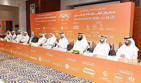 جانب من المؤتمر الصحفي للإعلان عن فعاليات معرض الشارقة العقاري - إيكرس