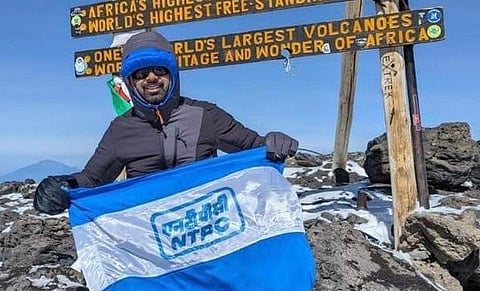 NTPC flag displayed at the highest mountain in Africa