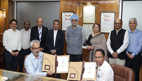 Senior officials of RITES Ltd and PFC at the MoU-signing ceremony in New Delhi