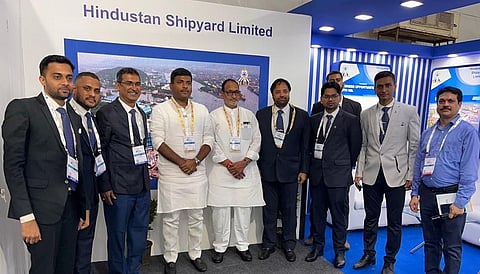 HSL officials with Andhra Pradesh Minister for Industries, infrastructure, Investment & Information Technology Gudivada Amarnath at GMIS 2023