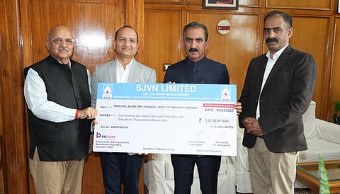 SJVN pays interim dividend of Rs 121.33 crore to Himachal Govt for FY'25
