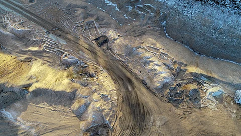 A bird's-eye view of a mineral mine