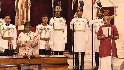 CP Radhakrishnan takes oath as 15th Vice-President of India (Right)