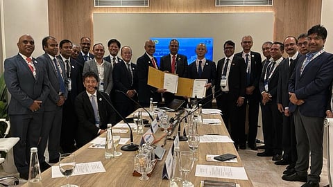 GAIL and MOL officials during the signing ceremony for a long term charter contract for LNG carrier ‘GAIL Bhuwan at Goa’