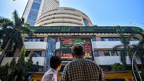 Alt="Sensex falls on crude oil spike"