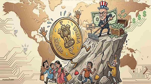 Alt="Rupee fell again against USD"