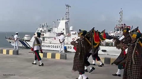 Alt="Indian Coast Guard commissioned Goa Shipyard built fast patrol vessel ICGS Akshay on Saturday"