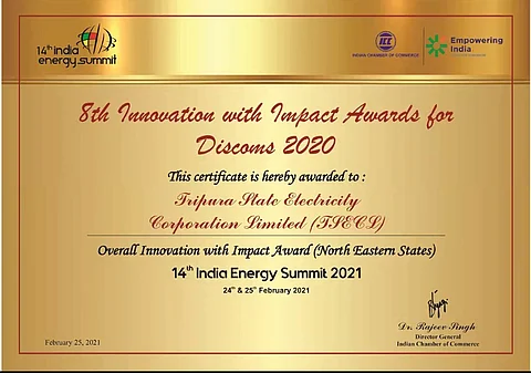 TSECL bags 1st position in 8th Innovation with Impact Awards for Discoms 2020