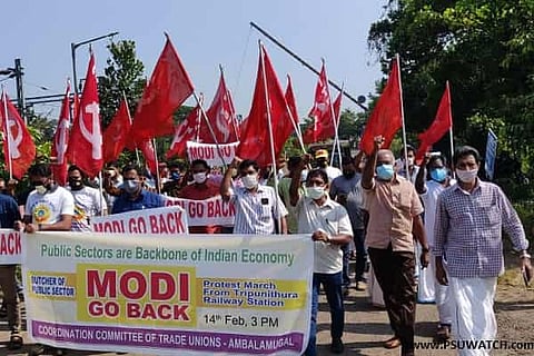 BPCL workers protest with ‘Go Back Modi’ placards in Kochi as PM inaugurates key projects