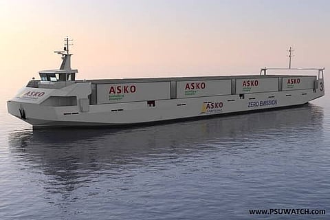 Plate cutting ceremony for 2 vessels to be built for Norway’s ASKO Maritime at Cochin Shipyard