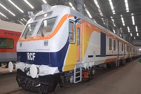 First 3-phase AC MEMU train equipped with BHEL electrics rolls out