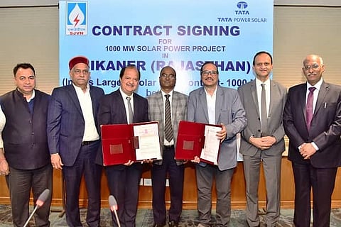SJVN sings agreement with Tata Power for 1000 MW Solar Project in Rajasthan