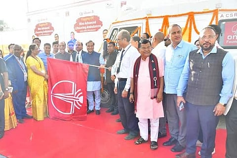 Himanta Biswa Sarma & Rameswar Teli flags off ONGC aided ambulances in Assam