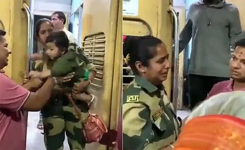 Leaving her crying 10-month-old daughter, the female soldier going to the border wiped her tears to protect the country.