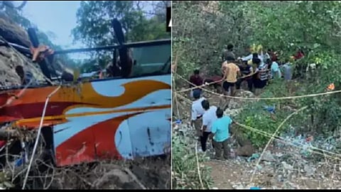 खोपोलीत बस ड्रायव्हरचा ताबा सुटून खाजगी बसचे भीषण अपघात.
