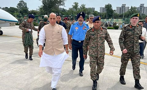 Defense Minister Rajnath Singh arrives in Jammu, will visit encounter site in Rajouri