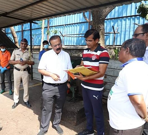 Inspection of solid waste project in NRI Colony by Municipal Commissioner Rajesh Narvekar