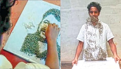 ‘तो’ चक्क हवेत तयार करतो चित्र!