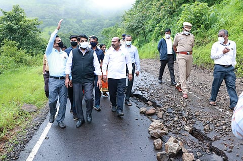 कोल्हापूर : भुईबावडा घाटाची सतेज पाटलांकडून पाहणी