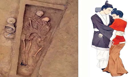 पंधराशे वर्षांपूर्वीच्या प्रेमीयुगुलाचे आलिंगन !