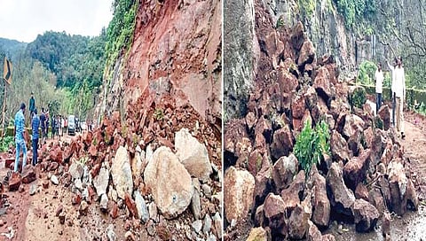 महाबळेश्वर : आंबेनळी घाटात पुन्हा दरडी कोसळल्या