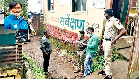 घटनास्थळाचा पंचनामा करताना पोलिस इनसेटमध्ये संशयित आरोपी राजेंद्र जाधव.