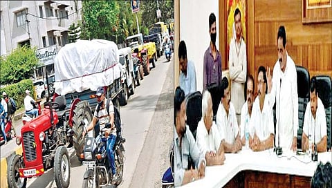 गुळासह शेतकर्यांचा अजिंक्यतारा, जिल्हाधिकारी कार्यालयास घेराव