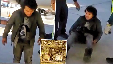 विमानाच्या चाकांजवळ बसून तरुणाचा अडीच तास प्रवास!