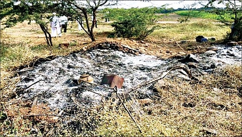 वाशी येथे संशयिताने पेटवलेल्या झोपडीत वृद्धा जळून खाक झाली.