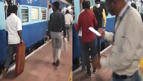 जळगाव : रेल्वेच्या साहेबांनी फलाटावर पाय ठेवताच कर्मचारी पायपुसणी घेऊन धावला