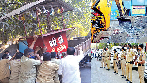 Kolhapur Municipal : कोल्हापूर : बेकायदेशीर केबिन्सवर अतिक्रमण विभागाची कारवाई