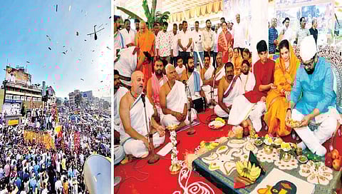 आ. शिवेंद्रराजे भोसले यांच्या वाढदिवसानिमित्त शिवतीर्थावर हेलिकॉप्टरने पुष्पवृष्टी