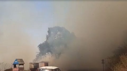 पसरणी घाटात आग