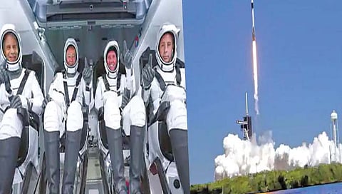 तीन अंतराळ पर्यटकांसह ‘स्पेस एक्स’च्या यानाचे उड्डाण